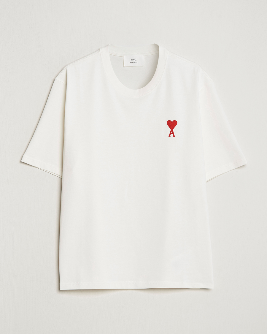 Uomini | T-shirt | AMI | Big Heart Short Sleeve T-Shirt Natural White