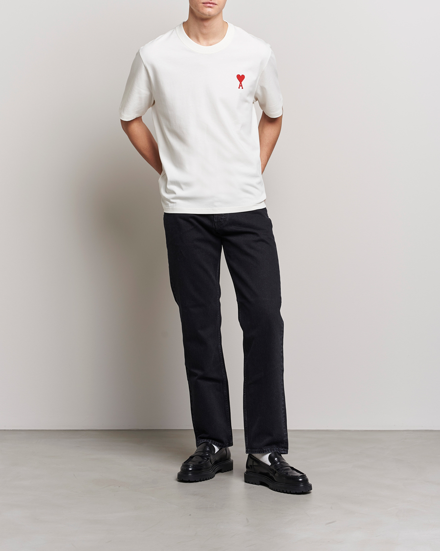 Uomini | T-shirt | AMI | Big Heart Short Sleeve T-Shirt Natural White