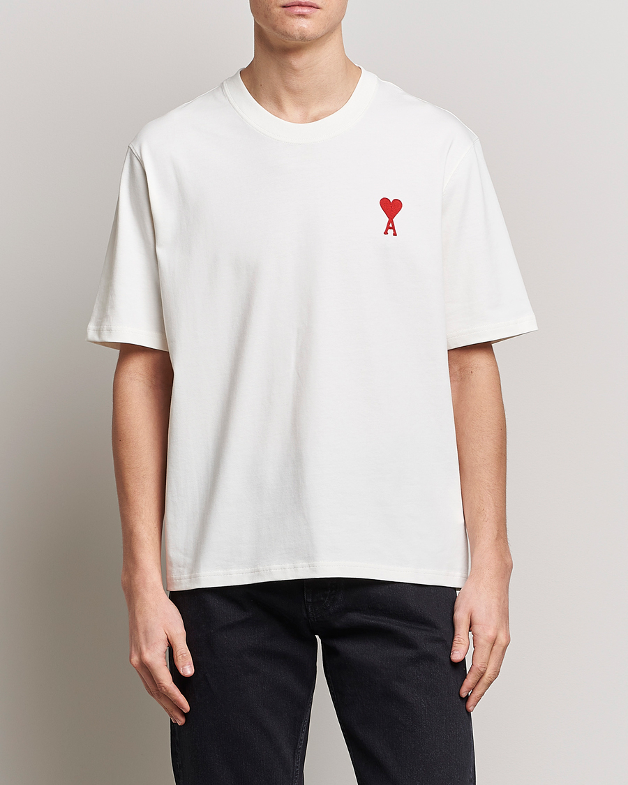 Uomini | T-shirt | AMI | Big Heart Short Sleeve T-Shirt Natural White