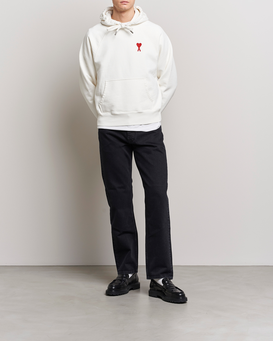 Uomini | Maglieria | AMI | Big Heart Logo Hoodie Natural White