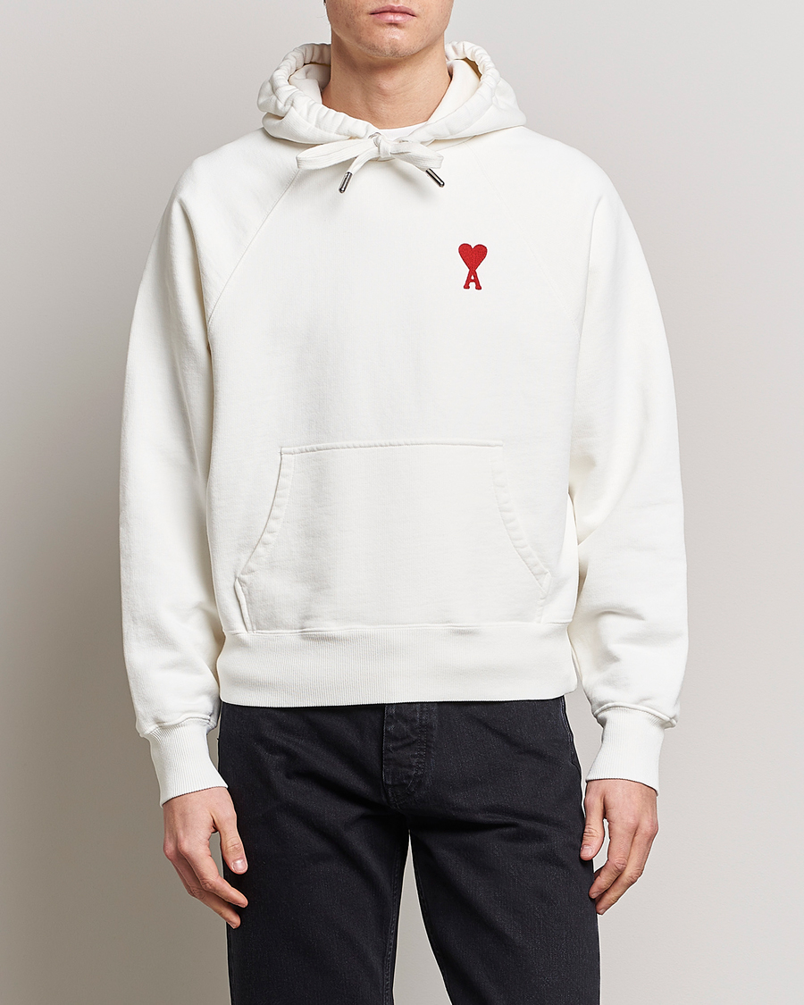 Uomini | Maglieria | AMI | Big Heart Logo Hoodie Natural White