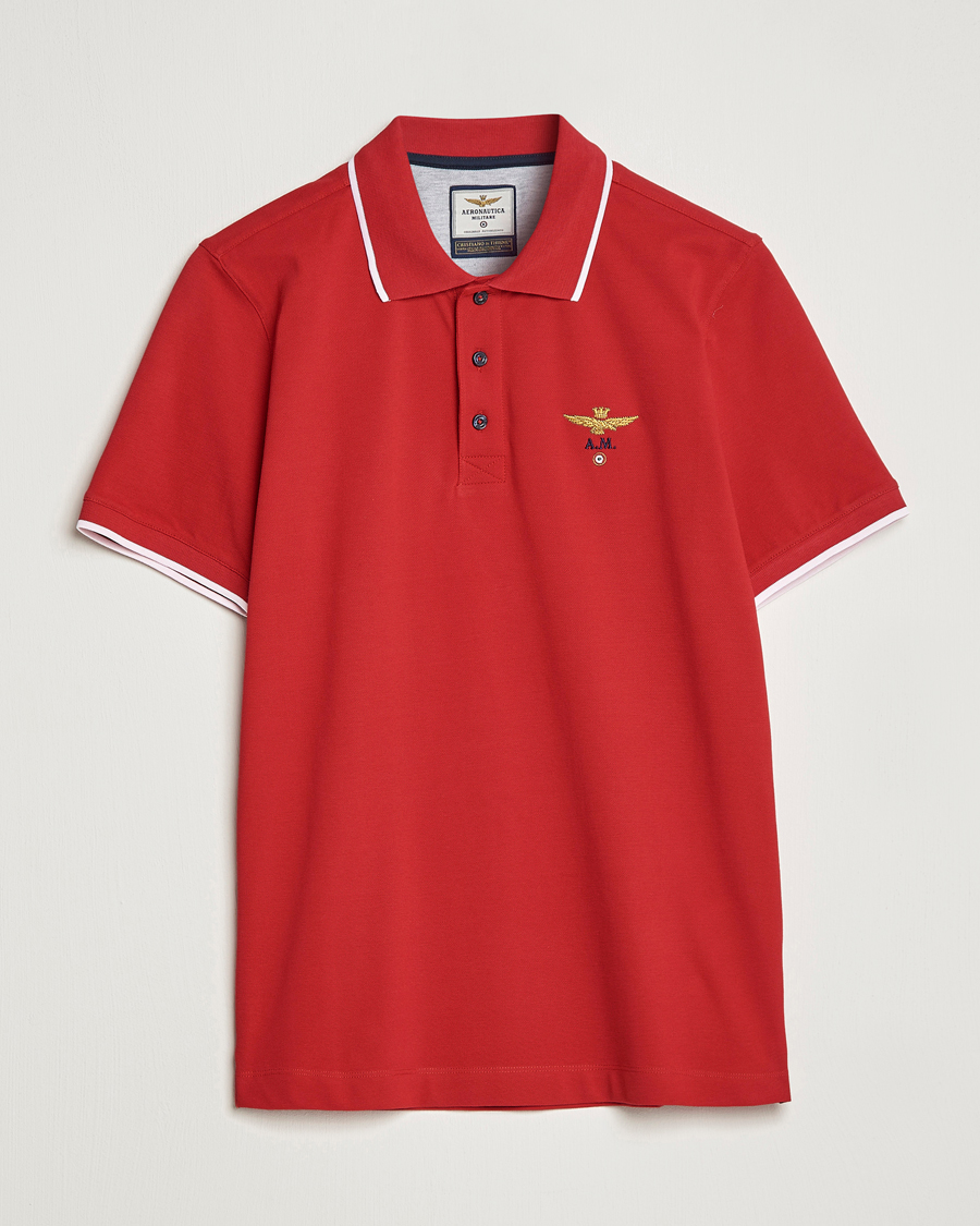 Uomini | Polo | Aeronautica Militare | Garment Dyed Cotton Polo Red