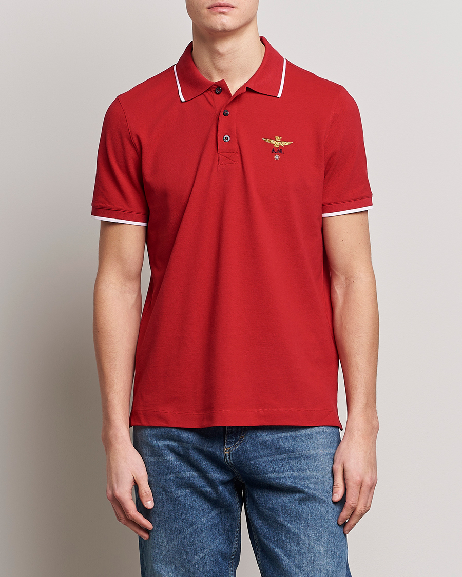 Uomini | Polo | Aeronautica Militare | Garment Dyed Cotton Polo Red