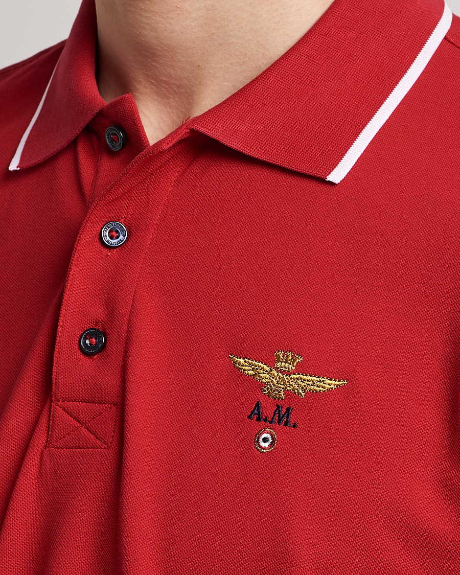 Uomini | Polo | Aeronautica Militare | Garment Dyed Cotton Polo Red