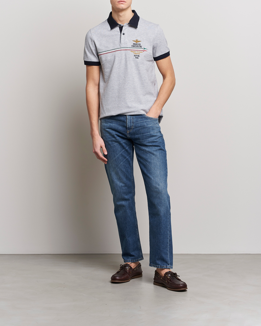 Uomini | Polo | Aeronautica Militare | Contrast Collor Polo Melange Grey