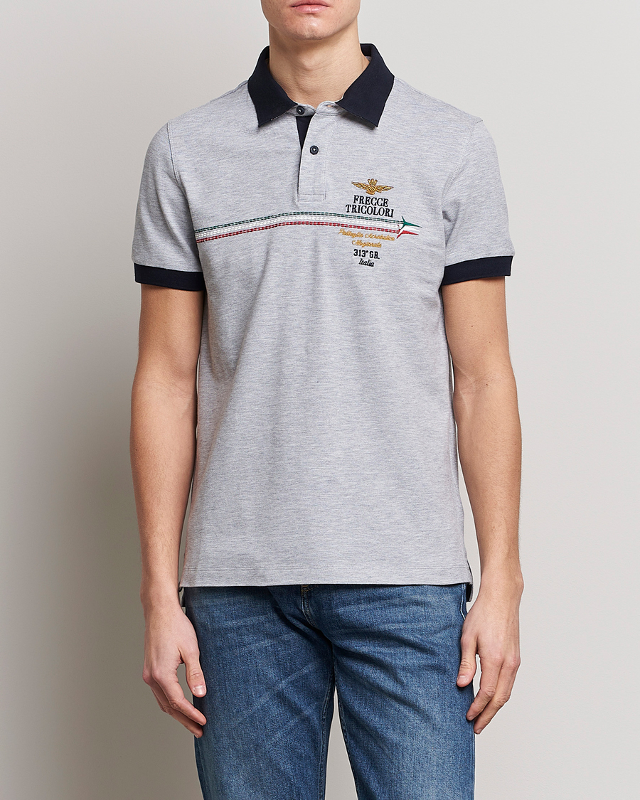 Uomini | Polo | Aeronautica Militare | Contrast Collor Polo Melange Grey