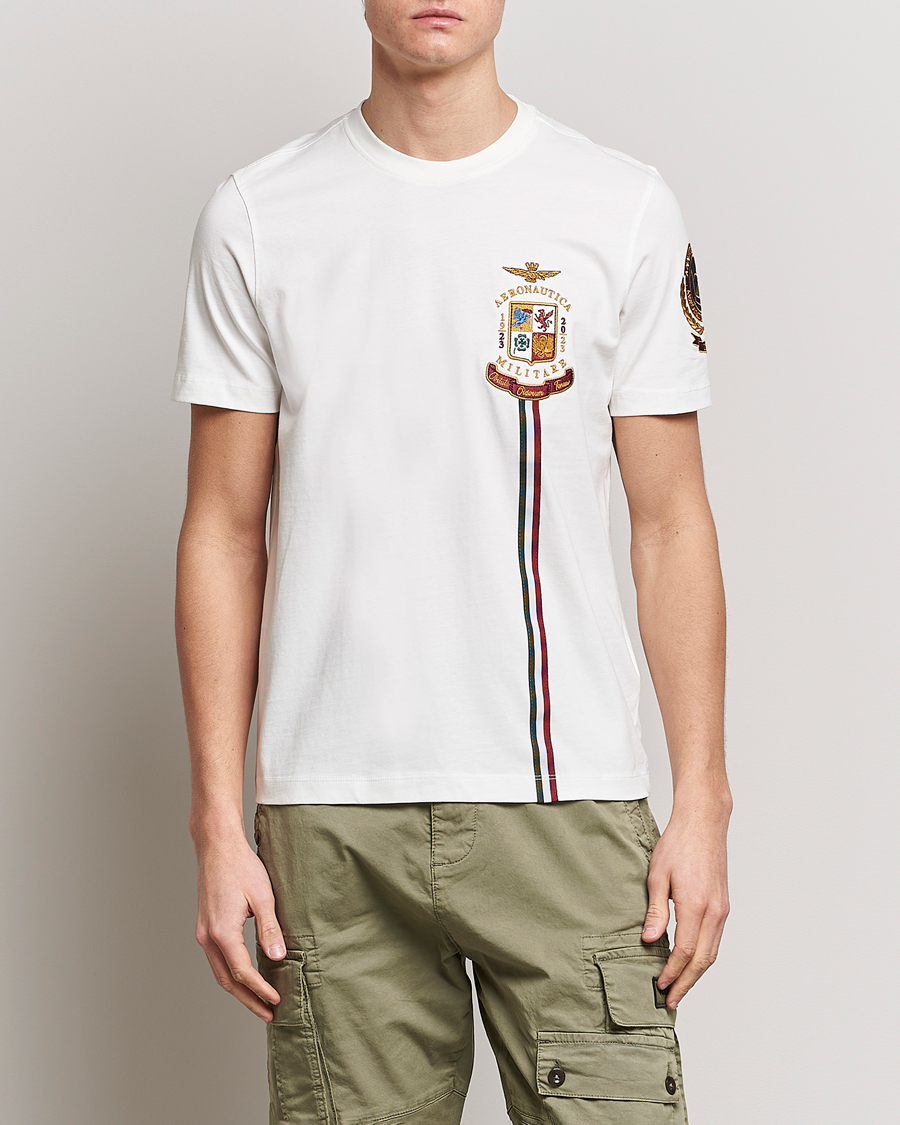 Uomini | T-shirt | Aeronautica Militare | Tape Cotton T-Shirt White Cream