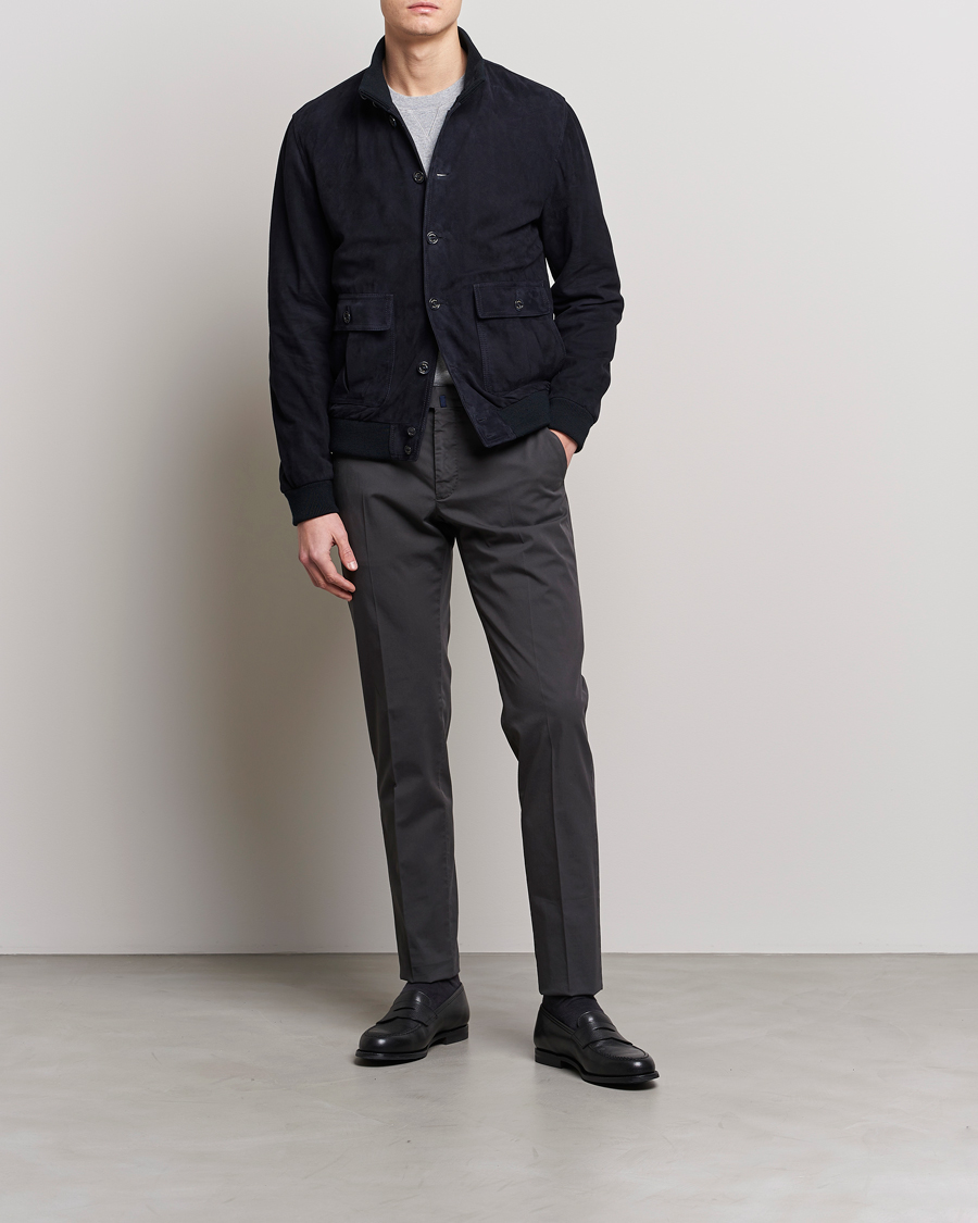 Uomini | Giacche | Valstar | Valstarino Suede Jacket Navy