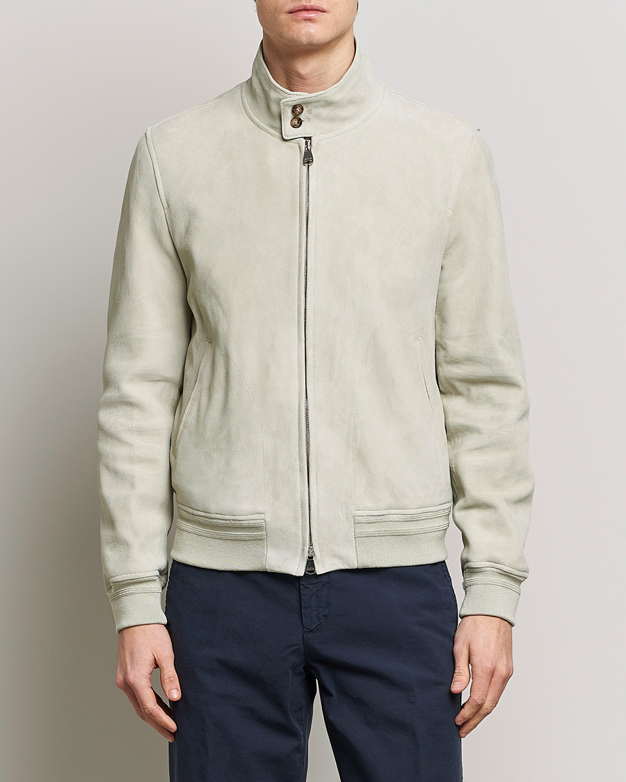 Uomini | Giacche | Valstar | Suede Zip Blouson Silver Grey
