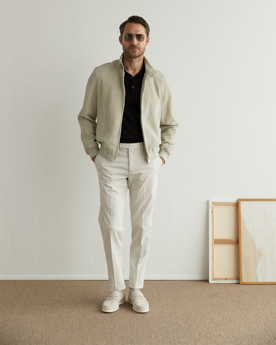 Uomini | Giacche | Valstar | Suede Zip Blouson Silver Grey