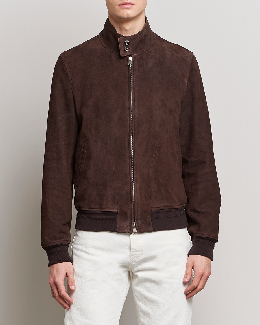 Uomini | Giacche | Valstar | Suede Zip Blouson Dark Brown