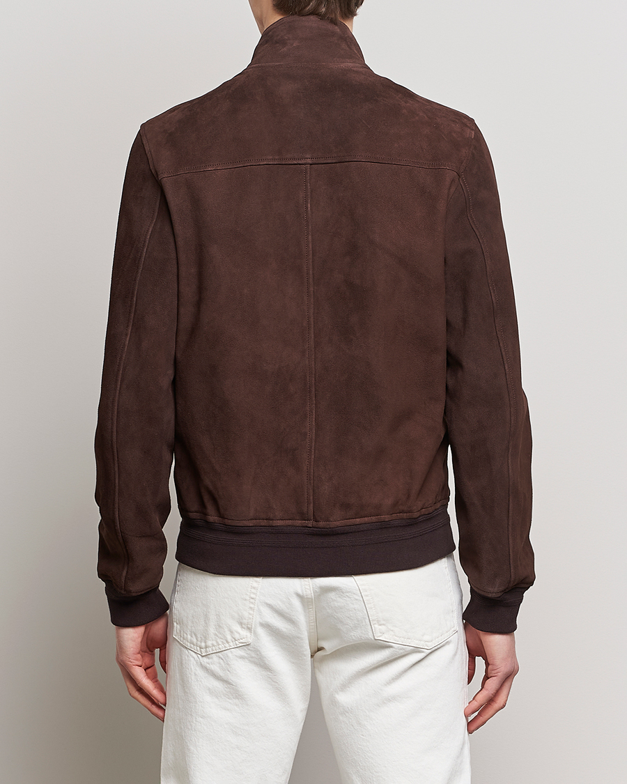Uomini | Giacche | Valstar | Suede Zip Blouson Dark Brown