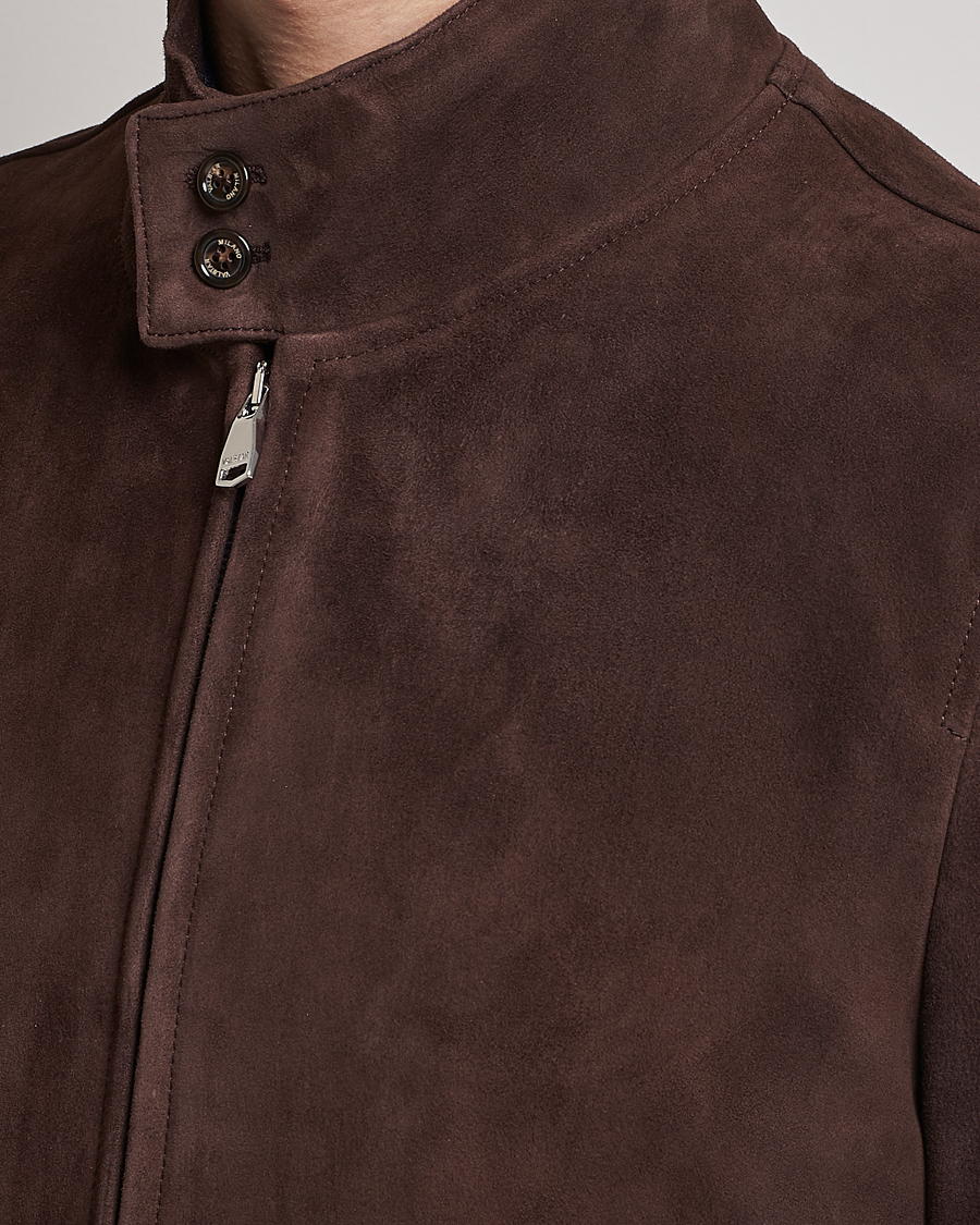 Uomini | Giacche | Valstar | Suede Zip Blouson Dark Brown