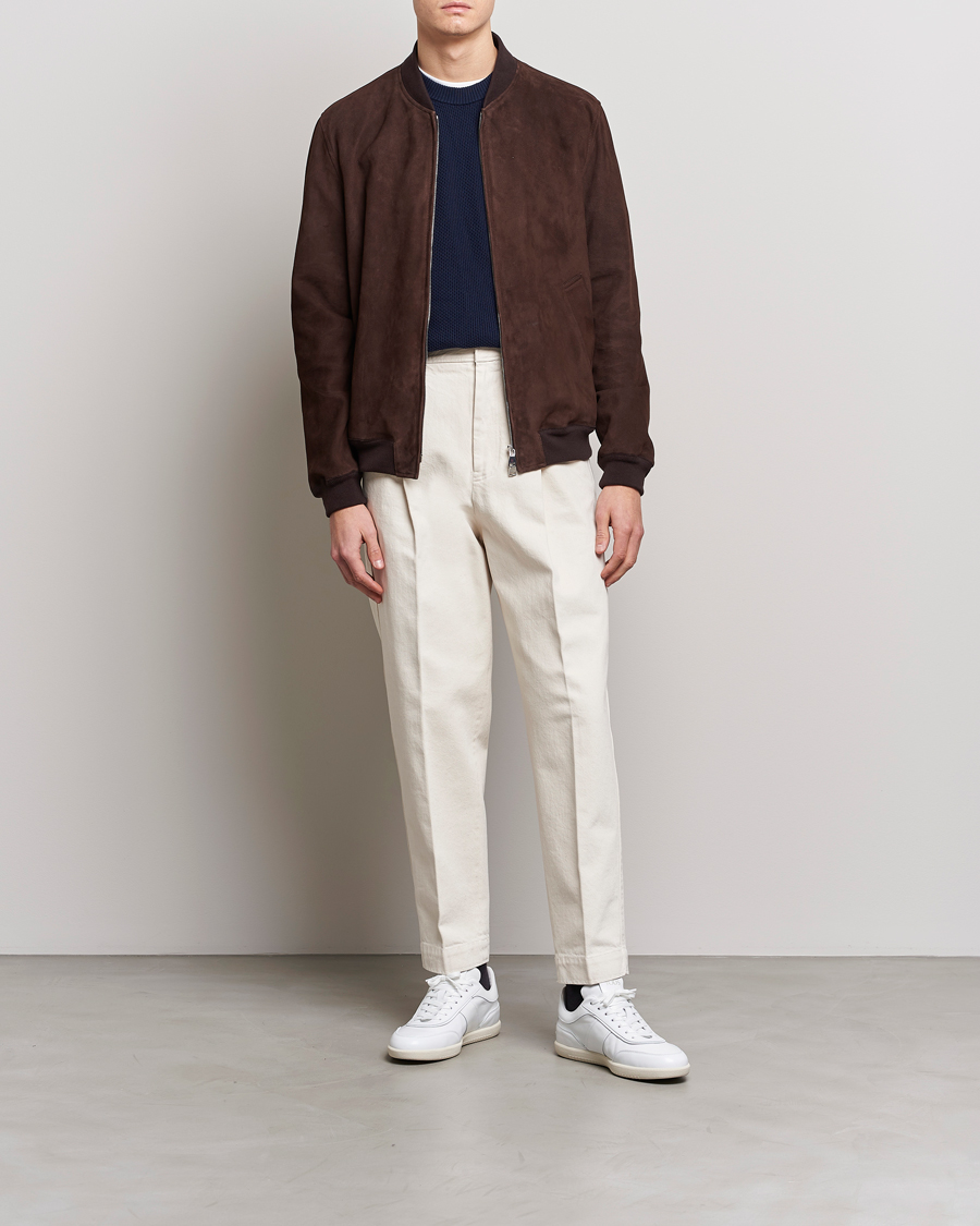 Uomini | Giacche | Valstar | Suede Bomber Jacket Dark Brown