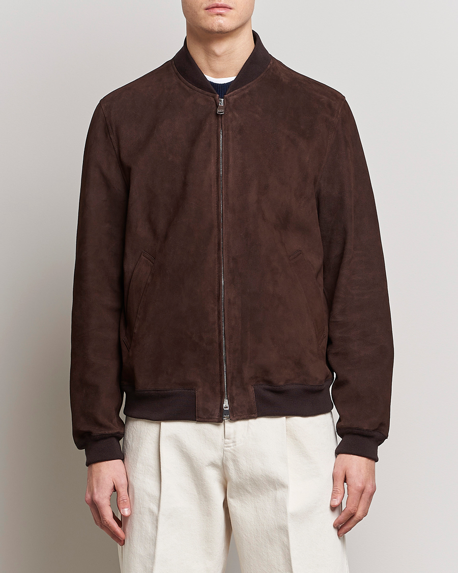 Uomini | Giacche | Valstar | Suede Bomber Jacket Dark Brown