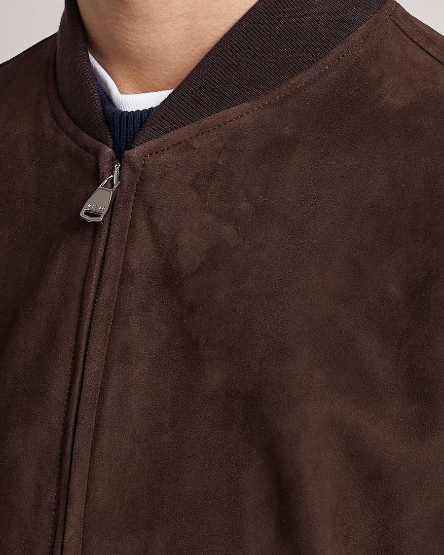 Uomini | Giacche | Valstar | Suede Bomber Jacket Dark Brown