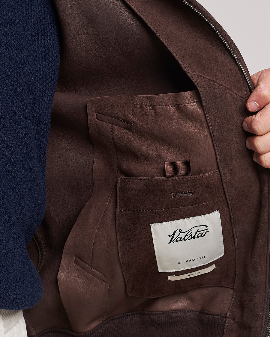 Uomini | Giacche | Valstar | Suede Bomber Jacket Dark Brown