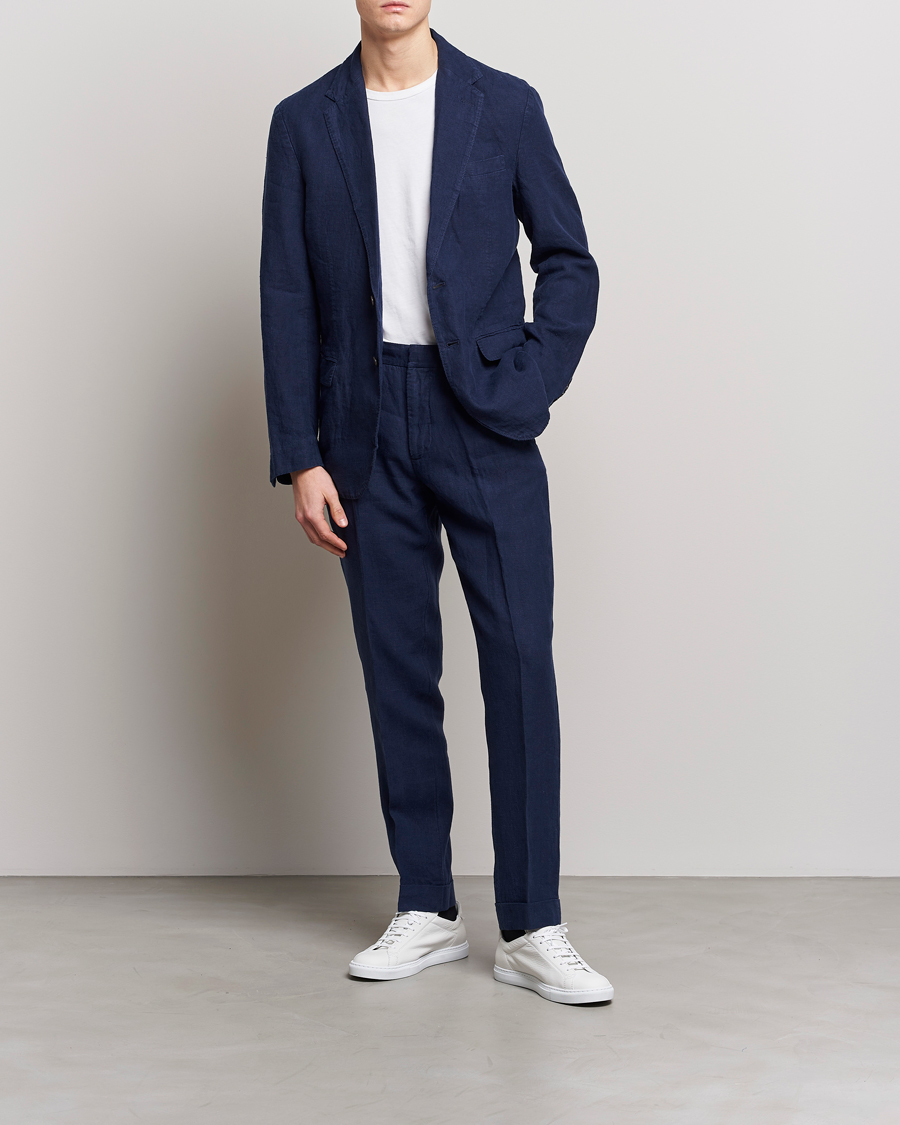 Uomini | Pantaloni | Polo Ralph Lauren | Linen Pleated Trousers Navy