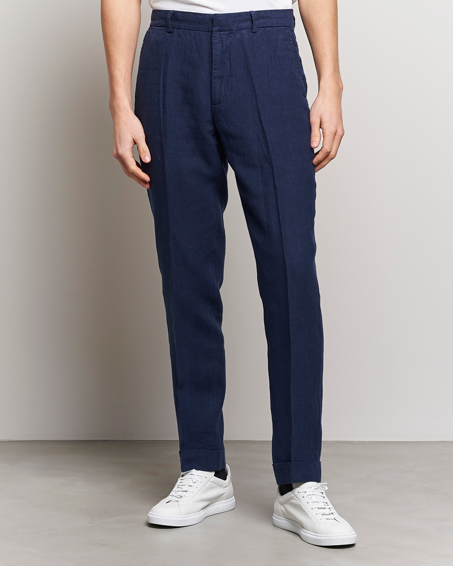 Uomini | Pantaloni | Polo Ralph Lauren | Linen Pleated Trousers Navy