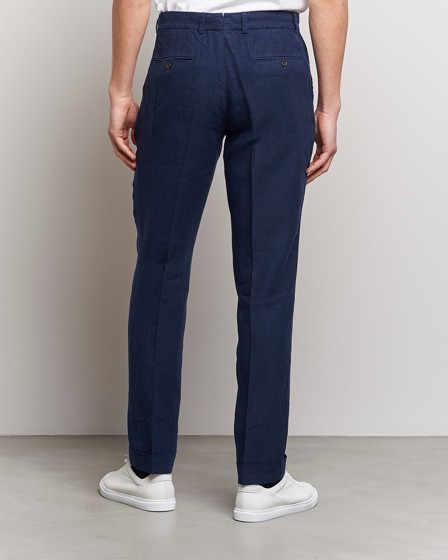 Uomini | Pantaloni | Polo Ralph Lauren | Linen Pleated Trousers Navy