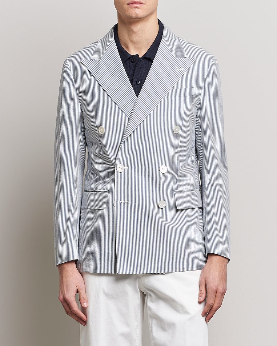 Uomini | Blazers | Polo Ralph Lauren | Cotton Seersucker Sportcoat Cream/Antique Blue