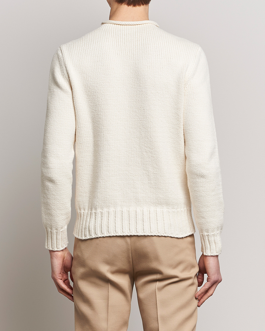 Uomini | Maglieria | Ralph Lauren Purple Label | Caged Cotton Rib Sweater Natural