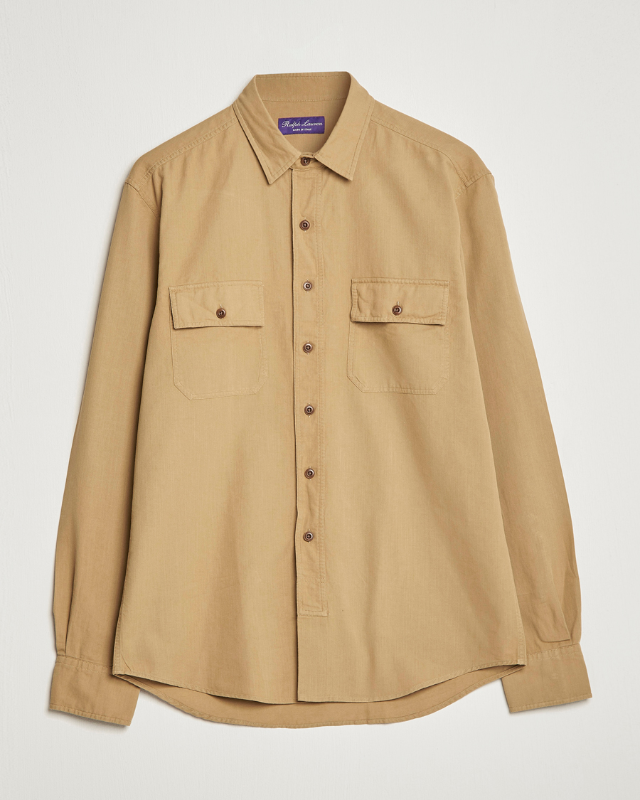 Uomini | Camicie | Ralph Lauren Purple Label | Cotton Explorer Shirt Khaki