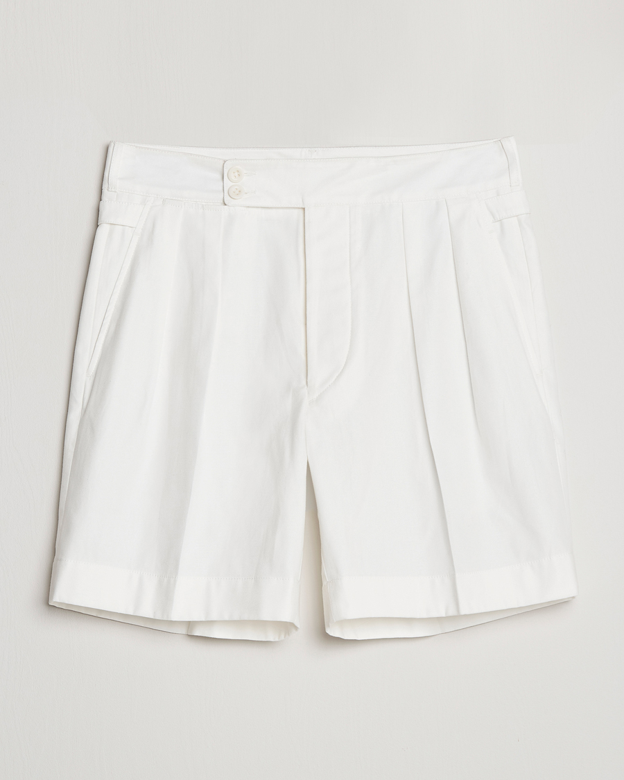 Uomini | Pantaloncini | Ralph Lauren Purple Label | High Waist Linen Shorts Ivory