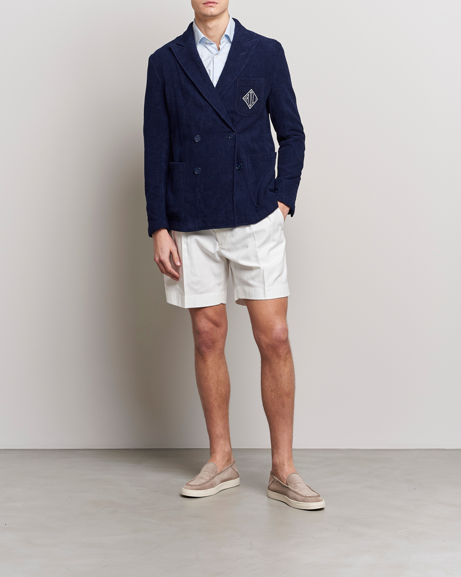 Uomini | Pantaloncini | Ralph Lauren Purple Label | High Waist Linen Shorts Ivory