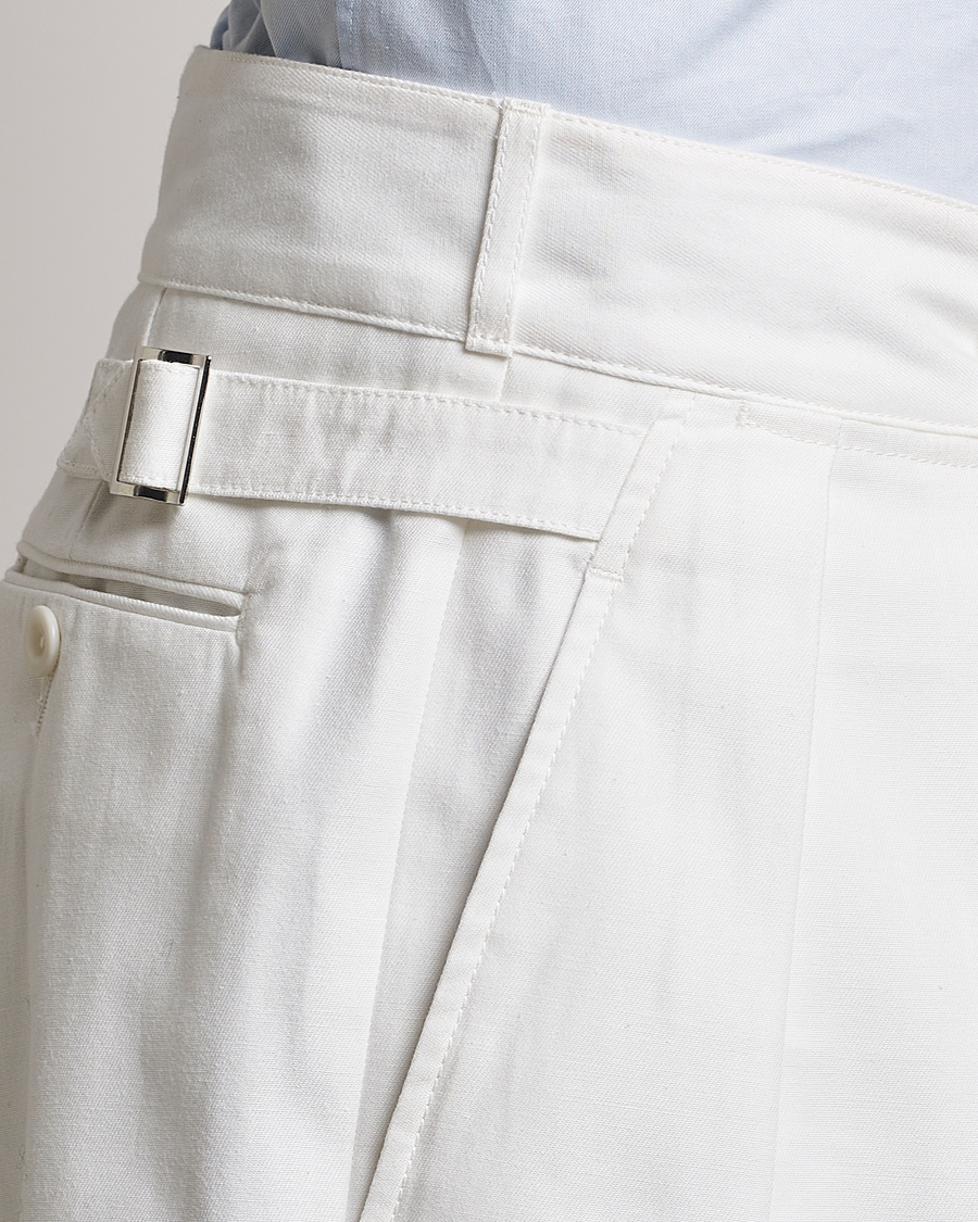 Uomini | Pantaloncini | Ralph Lauren Purple Label | High Waist Linen Shorts Ivory