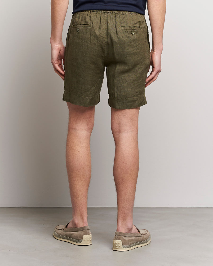 Uomini | Pantaloncini | Ralph Lauren Purple Label | Rumpled Linen Shorts Olive