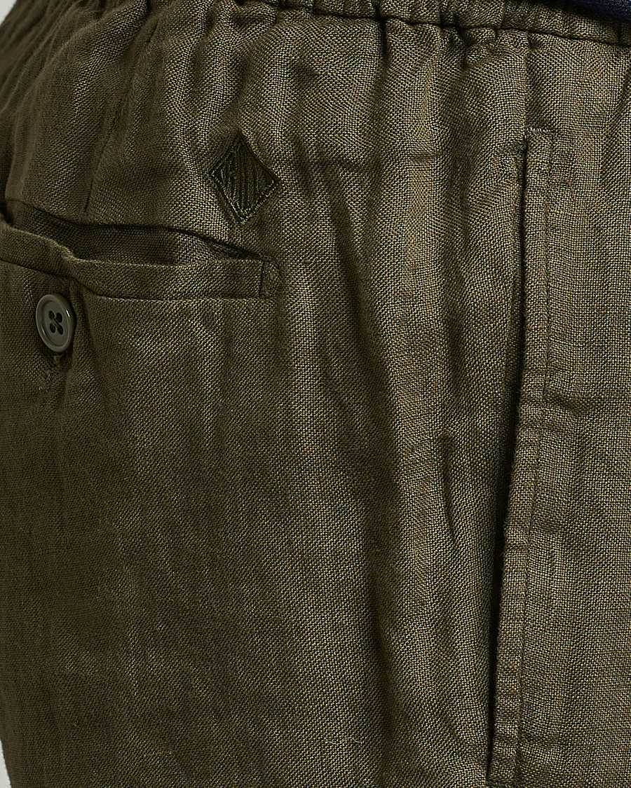 Uomini | Pantaloncini | Ralph Lauren Purple Label | Rumpled Linen Shorts Olive