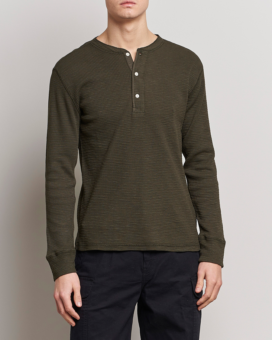 Uomini | Maglieria | RRL | Long Sleeve Henley Dark Green