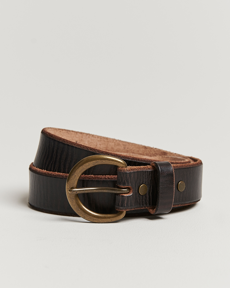 Uomini | RRL Terramce Tumbled Leather Belt Dark Brown | RRL | Terramce Tumbled Leather Belt Dark Brown