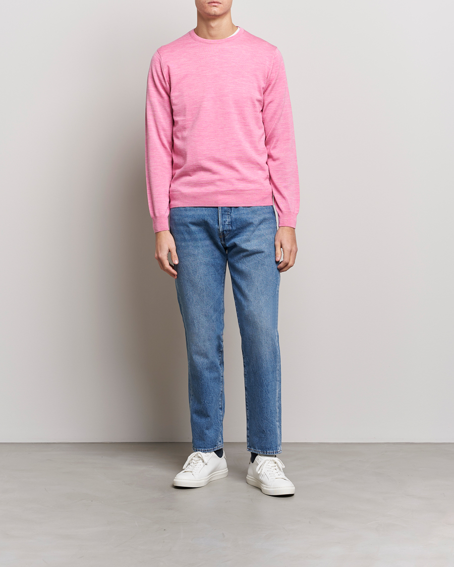 Uomini | Maglieria | Stenströms | Merino Crew Neck Pink