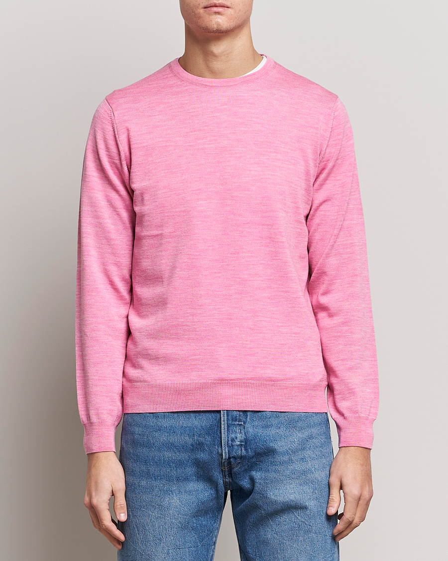 Uomini | Maglieria | Stenströms | Merino Crew Neck Pink