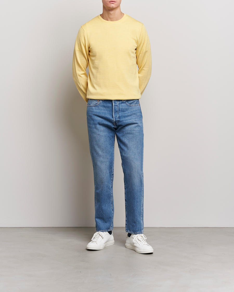 Uomini | Maglieria | Stenströms | Merino Crew Neck Yellow