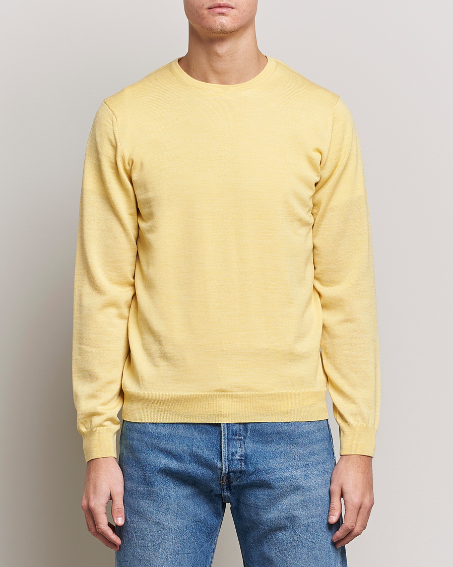 Uomini | Maglieria | Stenströms | Merino Crew Neck Yellow