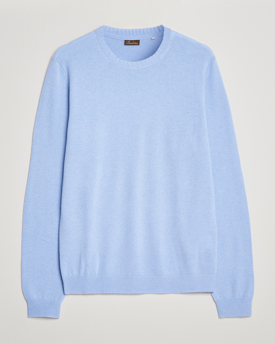 Uomini | Maglieria | Stenströms | Cashmere Crew Neck Light Blue