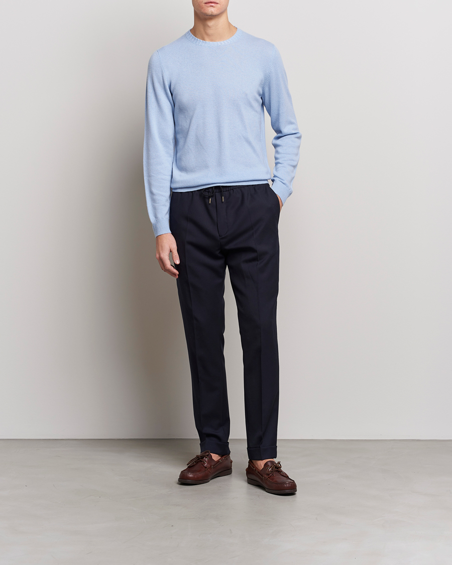 Uomini | Maglieria | Stenströms | Cashmere Crew Neck Light Blue