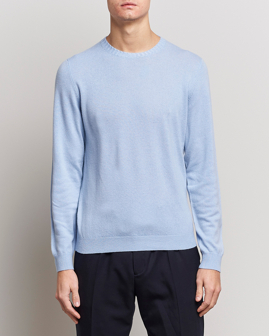 Uomini | Maglieria | Stenströms | Cashmere Crew Neck Light Blue