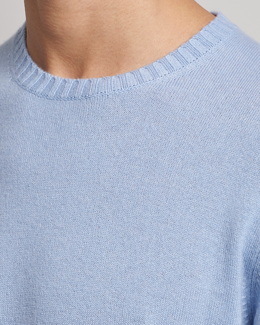 Uomini | Maglieria | Stenströms | Cashmere Crew Neck Light Blue
