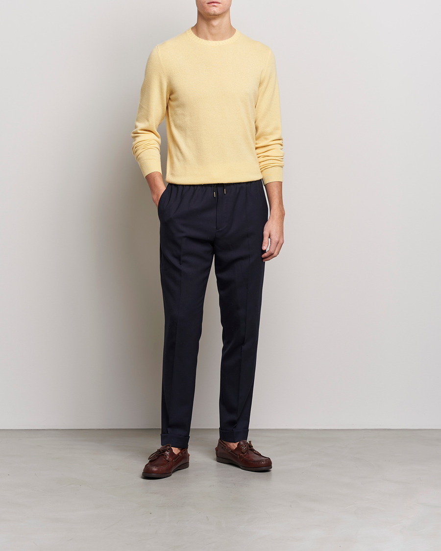 Uomini | Maglieria | Stenströms | Cashmere Crew Neck Yellow