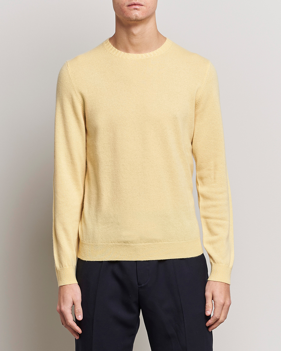 Uomini | Maglieria | Stenströms | Cashmere Crew Neck Yellow