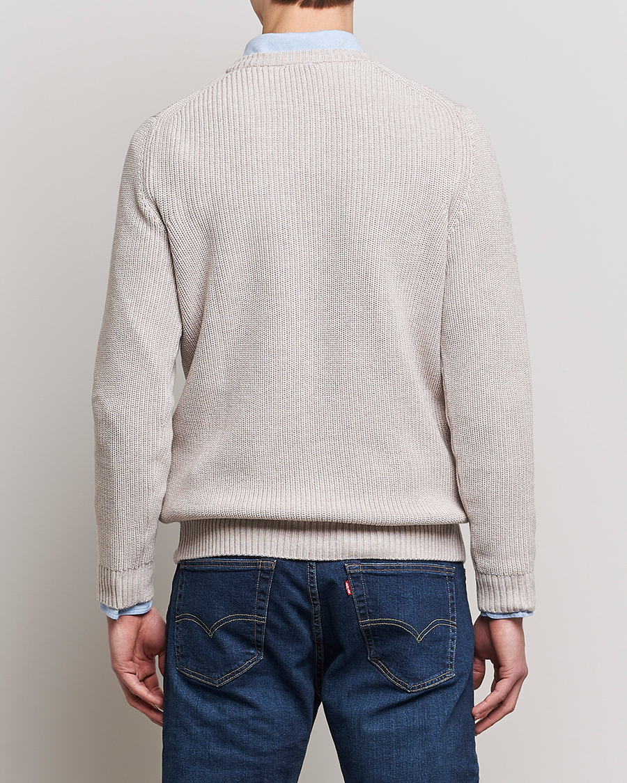 Uomini | Maglieria | Stenströms | Merino Heavy Knitted Crew Neck Beige