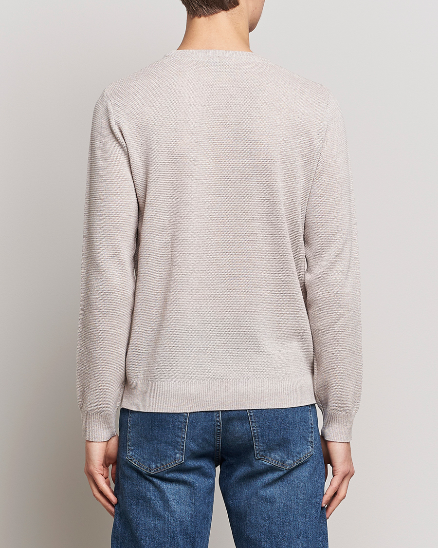 Uomini | Maglieria | Stenströms | Textured Merino Crew Neck Beige