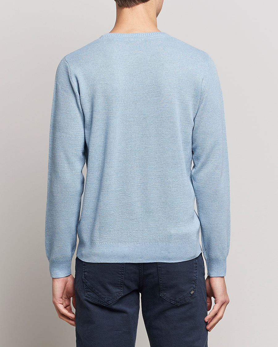 Uomini | Maglieria | Stenströms | Textured Merino Crew Neck Light Blue