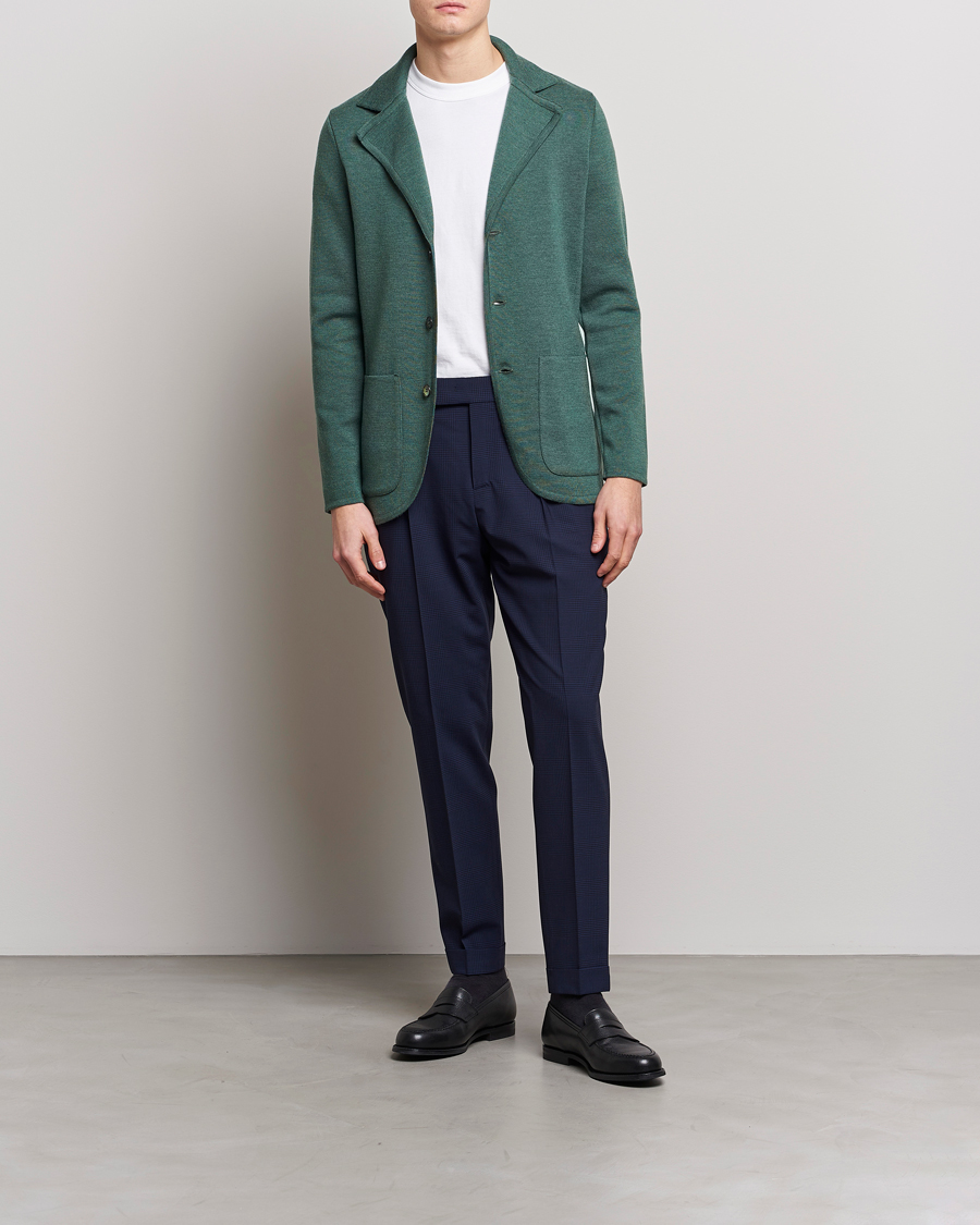 Uomini | Blazers | Stenströms | Knitted Merino Blazer Green