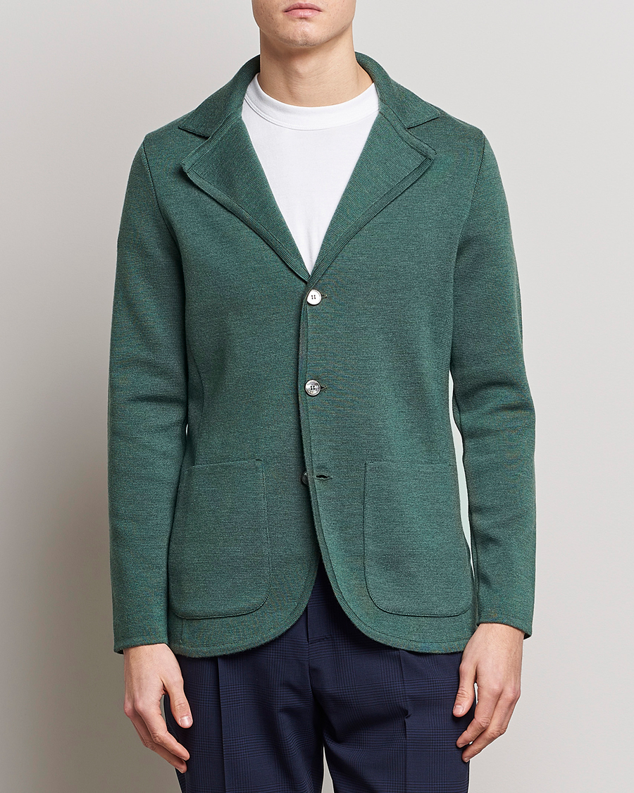 Uomini | Blazers | Stenströms | Knitted Merino Blazer Green