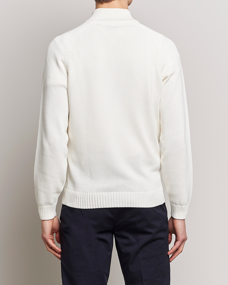 Uomini | Maglieria | Stenströms | Knitted Cotton Half Zip White